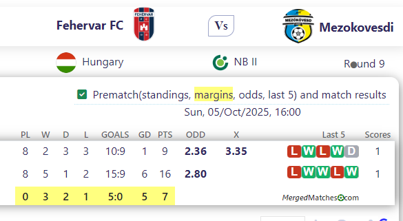 Fehervar FC Vs Mezokovesdi screenshot