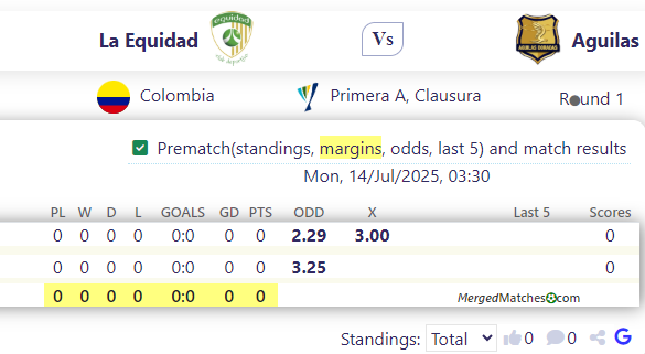 La Equidad Vs Aguilas screenshot