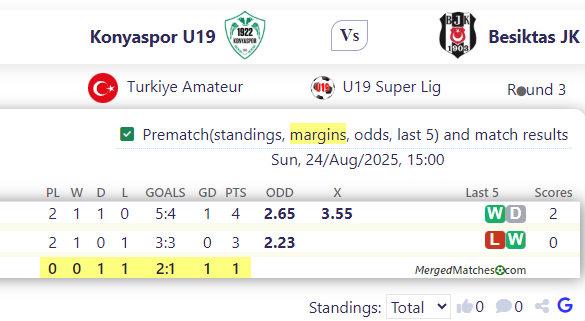 Konyaspor U19 Vs Besiktas JK screenshot