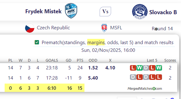 Frydek Mistek Vs Slovacko B screenshot