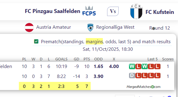 FC Pinzgau Saalfelden Vs FC Kufstein screenshot