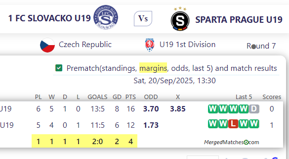 1 FC SLOVACKO U19 Vs SPARTA PRAGUE U19 screenshot