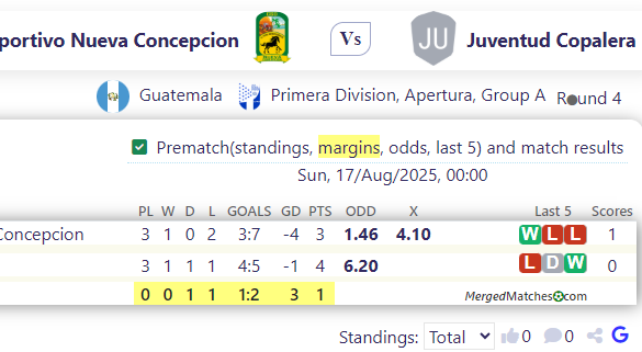 Deportivo Nueva Concepcion Vs Juventud Copalera screenshot