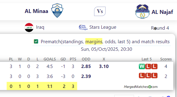 AL Minaa Vs AL Najaf screenshot