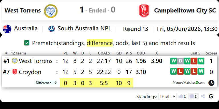West Torrens Birkalla Vs Croydon Kings FC screenshot