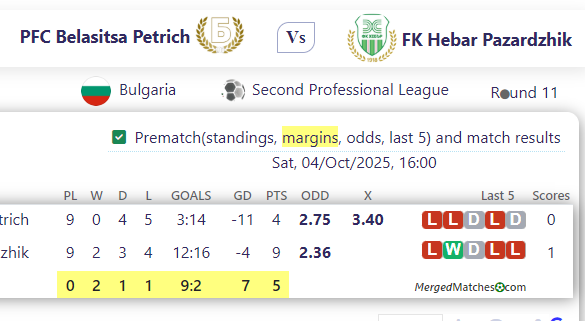 PFC Belasitsa Petrich Vs FK Hebar Pazardzhik screenshot
