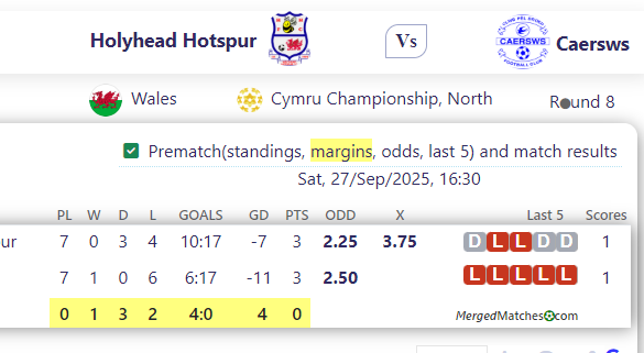 Holyhead Hotspur Vs Caersws screenshot