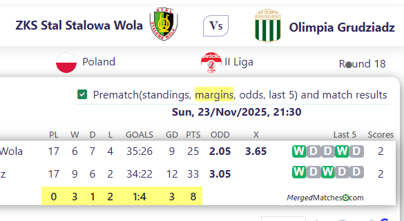 ZKS Stal Stalowa Wola Vs Olimpia Grudziadz screenshot