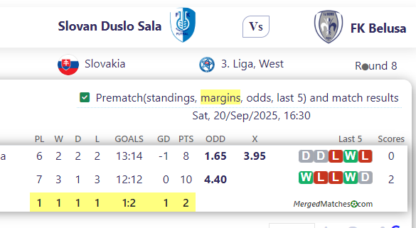 Slovan Duslo Sala Vs FK Belusa screenshot