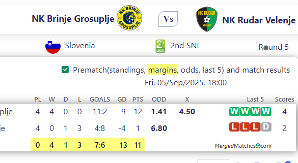 NK Brinje Grosuplje Vs NK Rudar Velenje screenshot