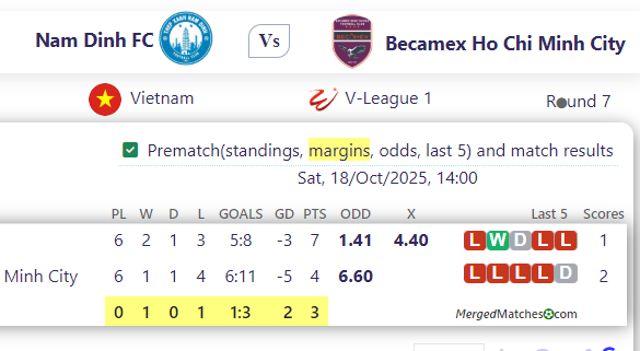 Nam Dinh FC Vs Becamex Ho Chi Minh City screenshot