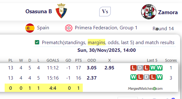 Osasuna B Vs Zamora screenshot