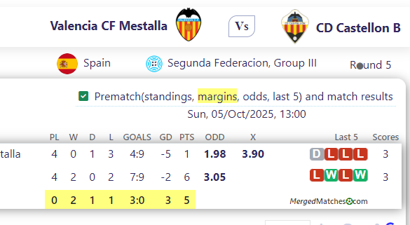 Valencia CF Mestalla Vs CD Castellon B screenshot