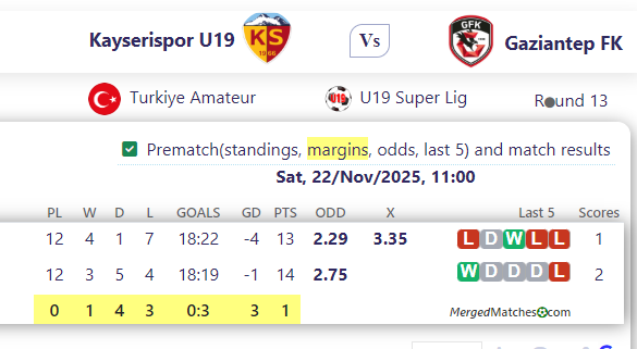 Kayserispor U19 Vs Gaziantep FK screenshot