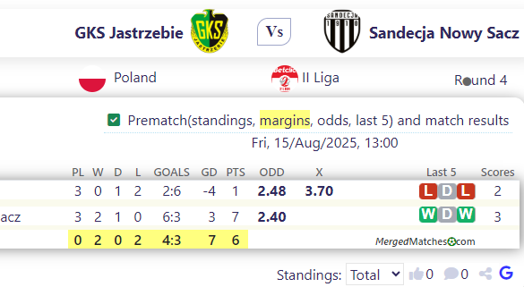 GKS Jastrzebie Vs Sandecja Nowy Sacz screenshot