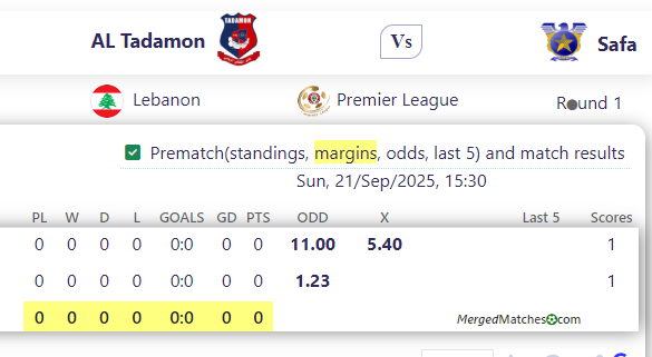 AL Tadamon Sour Vs Safa SC screenshot