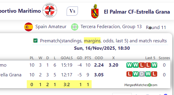 Deportivo Maritimo Vs El Palmar CF-Estrella Grana screenshot