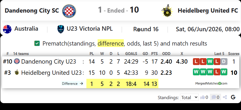 Dandenong City SC Vs Heidelberg United FC screenshot