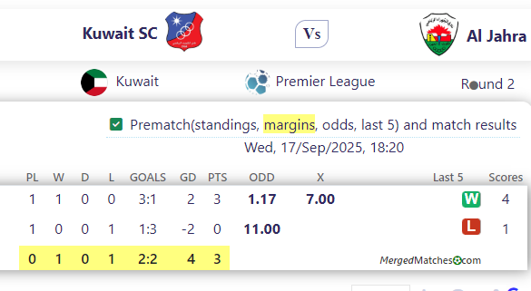 Kuwait SC Vs Al Jahra screenshot