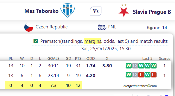 Mas Taborsko Vs Slavia Prague B screenshot