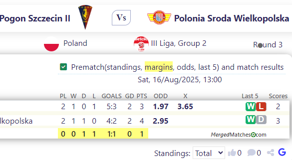 Pogon Szczecin II Vs Polonia Sroda Wielkopolska screenshot