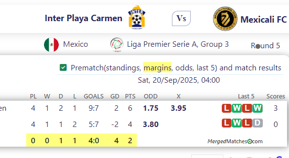 Inter Playa Carmen Vs Mexicali FC screenshot