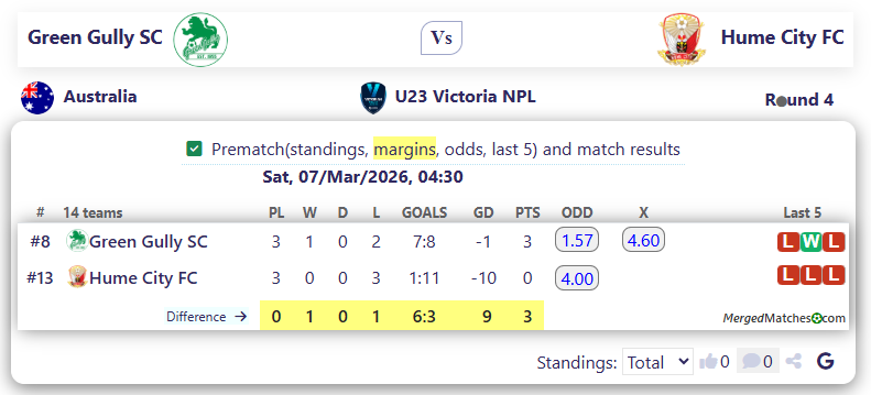 Green Gully SC Vs Hume City FC screenshot