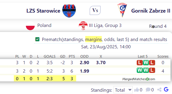 LZS Starowice Vs Gornik Zabrze II screenshot
