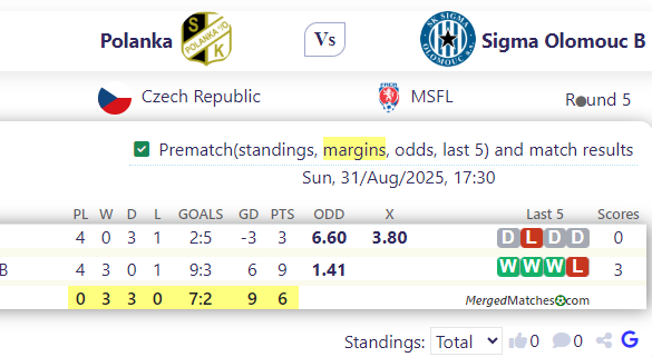 Polanka Vs Sigma Olomouc B screenshot