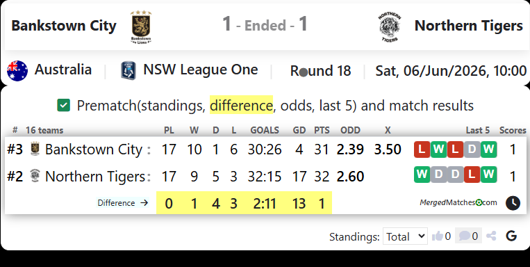 Bankstown City FC Vs Northern Tigers screenshot