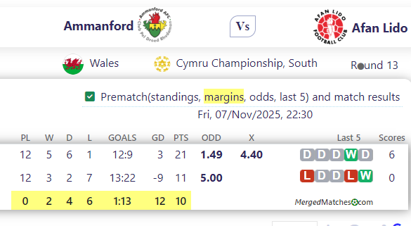 Ammanford Vs Afan Lido screenshot