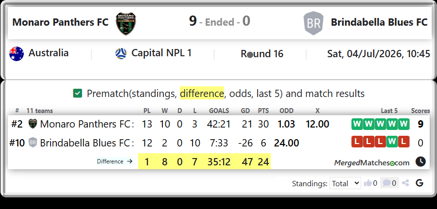 Monaro Panthers FC Vs Brindabella Blues FC screenshot