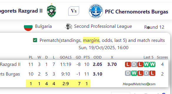 PFC Ludogorets Razgrad II Vs PFC Chernomorets Burgas screenshot