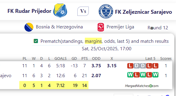 FK Rudar Prijedor Vs FK Zeljeznicar Sarajevo screenshot