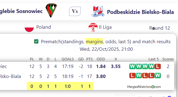 Zaglebie Sosnowiec Vs Podbeskidzie Bielsko-Biala screenshot