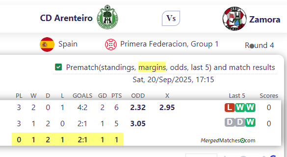 CD Arenteiro Vs Zamora screenshot