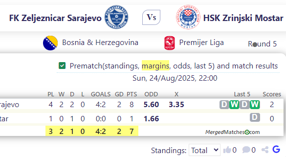 FK Zeljeznicar Sarajevo Vs HSK Zrinjski Mostar screenshot