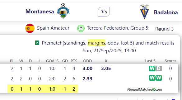 Montanesa Vs Badalona screenshot