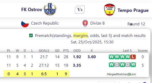 FK Ostrov Vs Tempo Prague screenshot