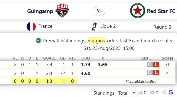 Guingamp Vs Red Star FC screenshot