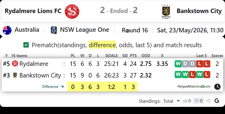 Rydalmere Lions FC Vs Bankstown City FC screenshot