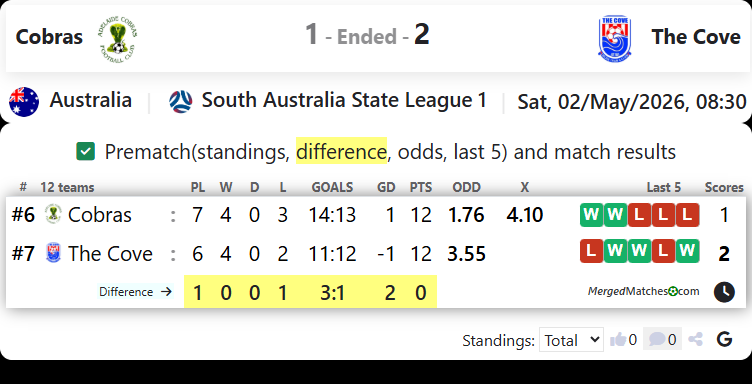 Adelaide Cobras Vs The Cove FC screenshot