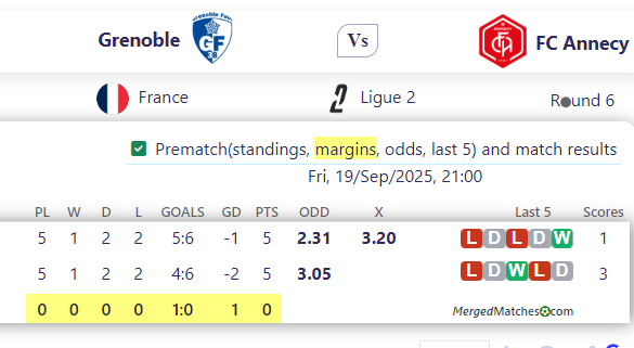 Grenoble Vs FC Annecy screenshot