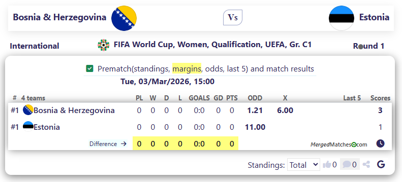 Bosnia & Herzegovina Vs Estonia screenshot