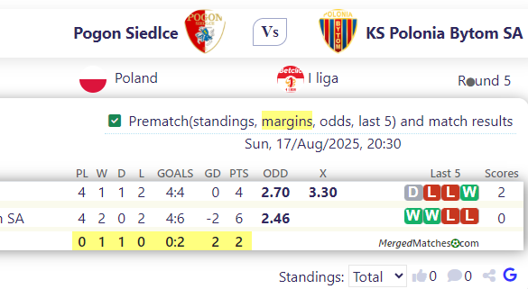 Pogon Siedlce Vs KS Polonia Bytom SA screenshot