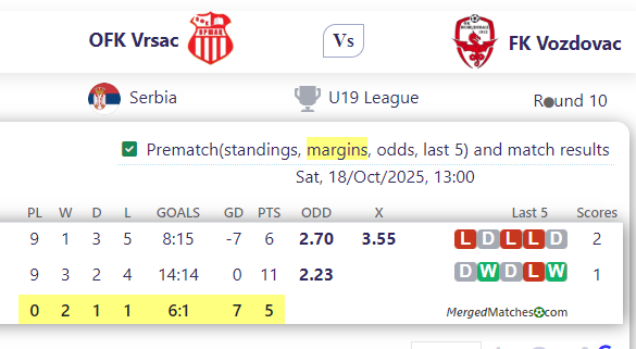 OFK Vrsac Vs FK Vozdovac screenshot