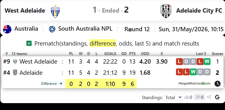 West Adelaide SC Vs Adelaide City FC screenshot