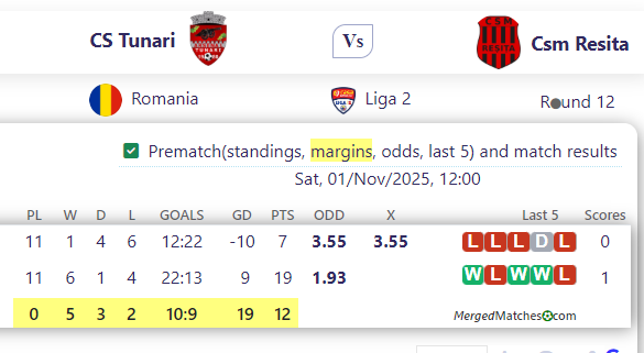 CS Tunari Vs Csm Resita screenshot