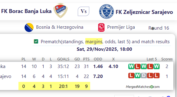 FK Borac Banja Luka Vs FK Zeljeznicar Sarajevo screenshot