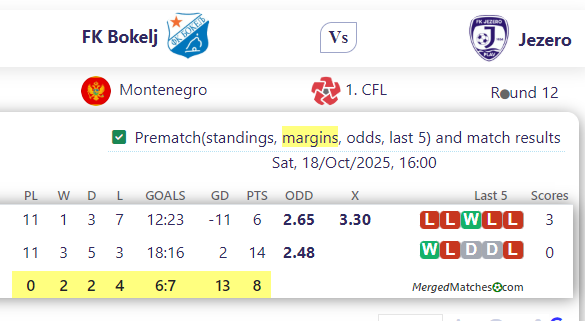 FK Bokelj Vs Jezero screenshot